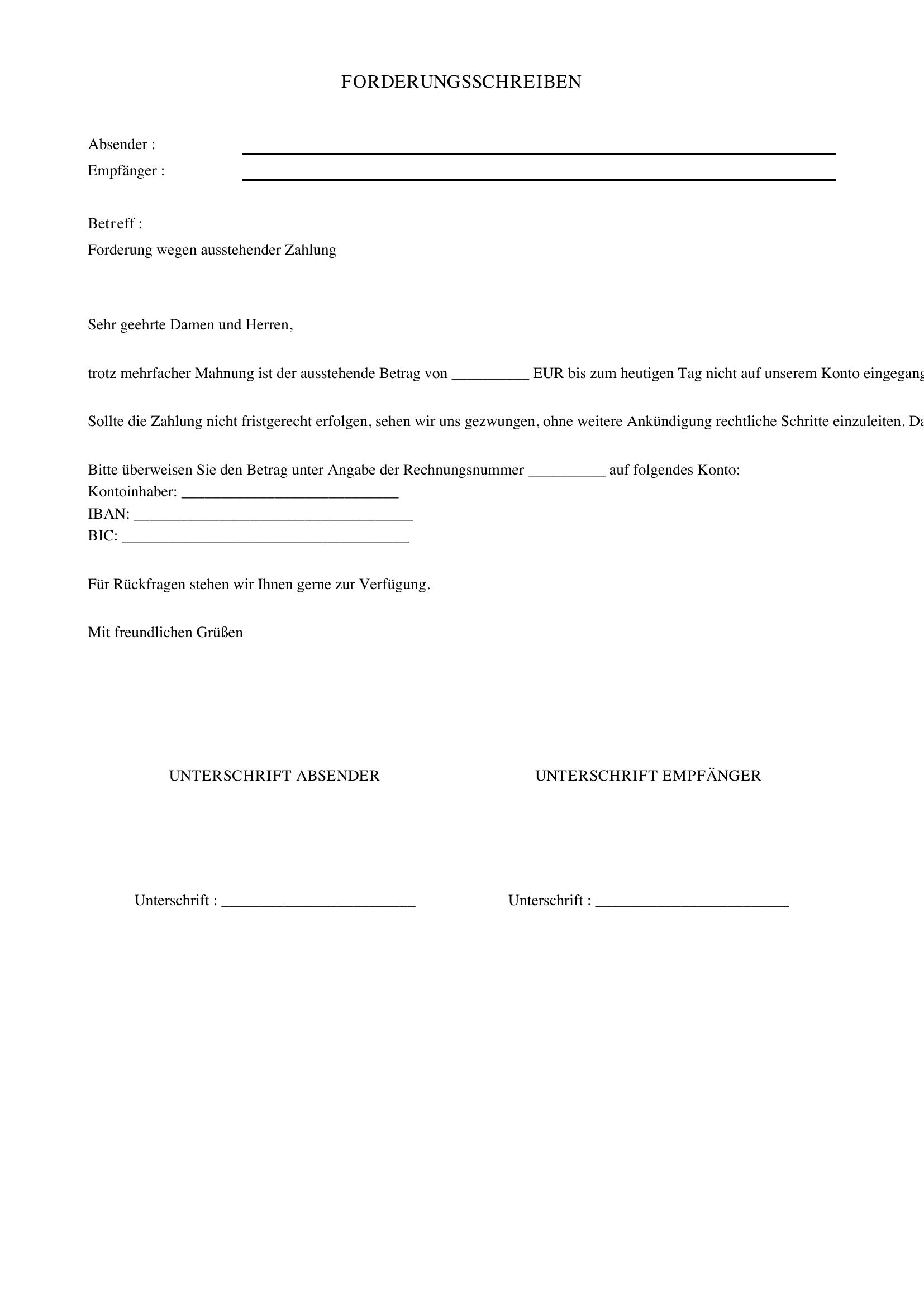 Forderungsschreiben