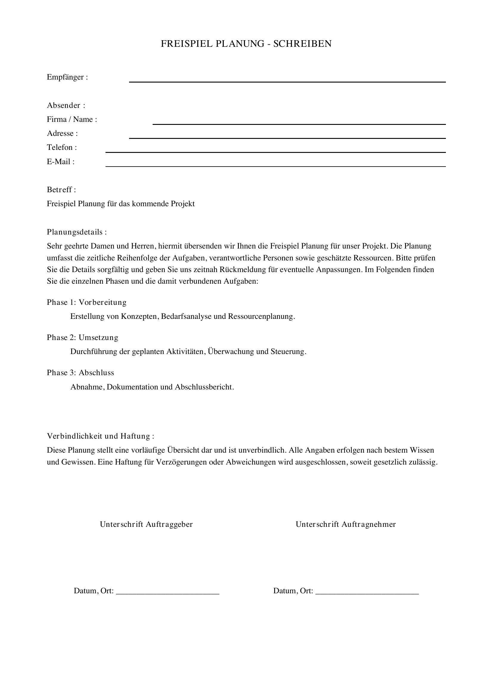 Freispiel Planung Schreiben