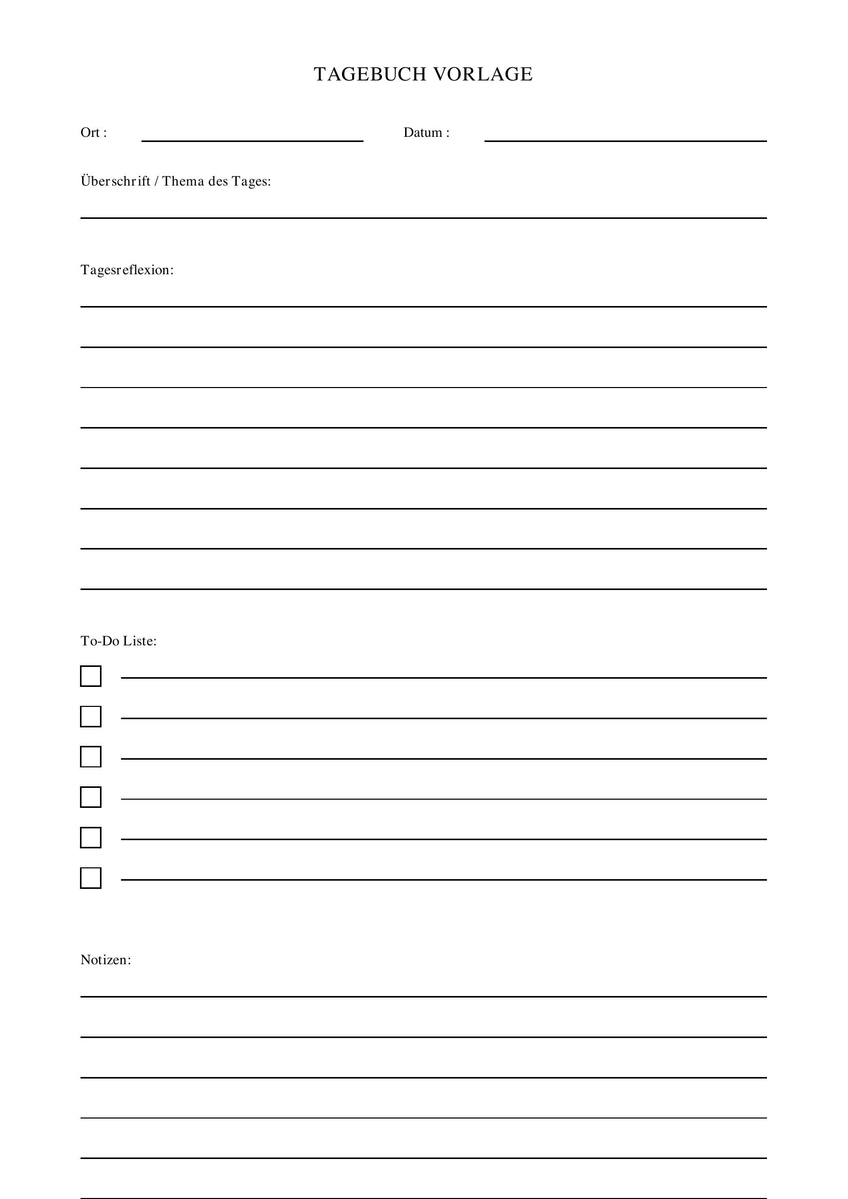 Tagebuch Schreiben Vorlagen