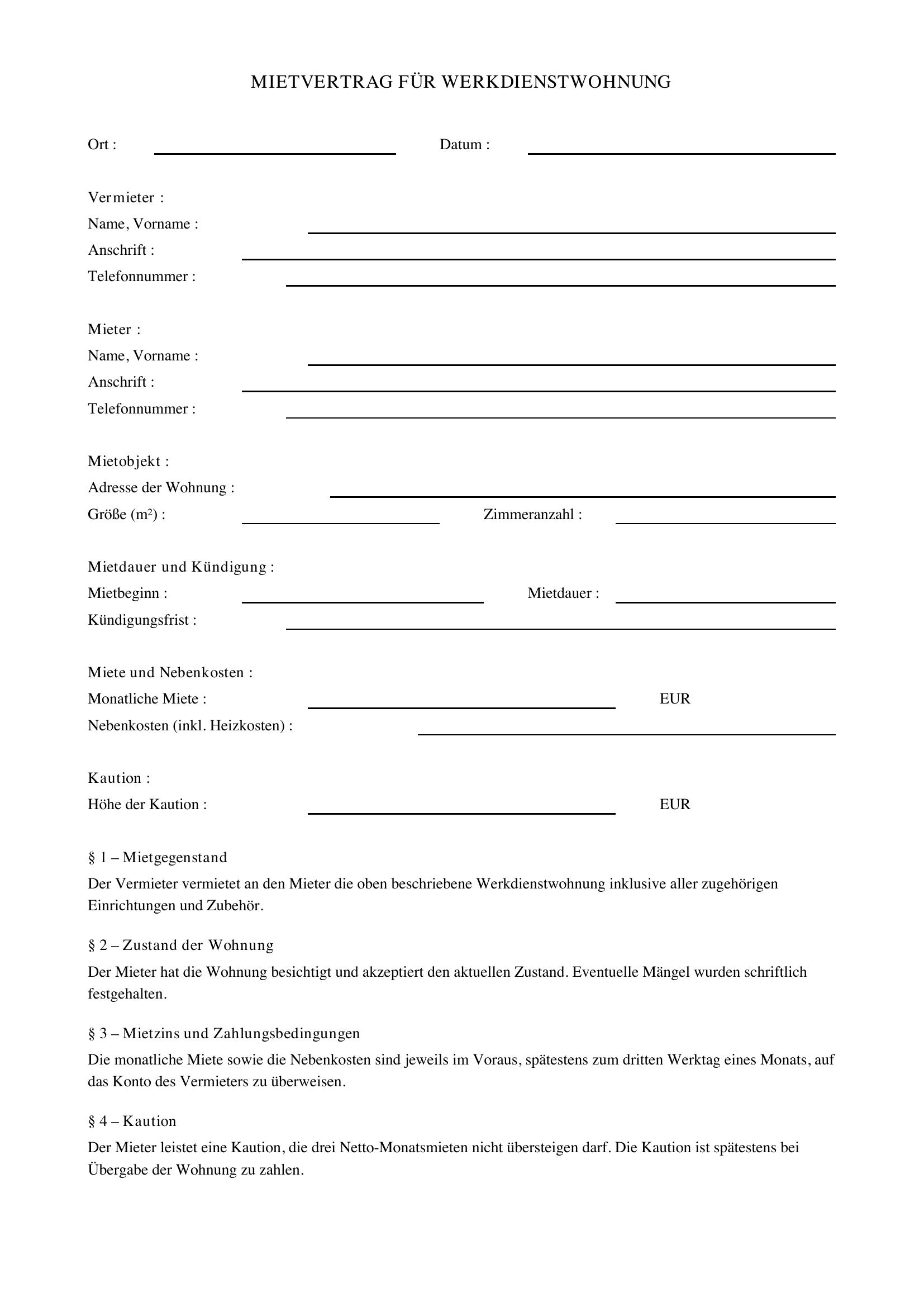 Werkdienstwohnung Muster