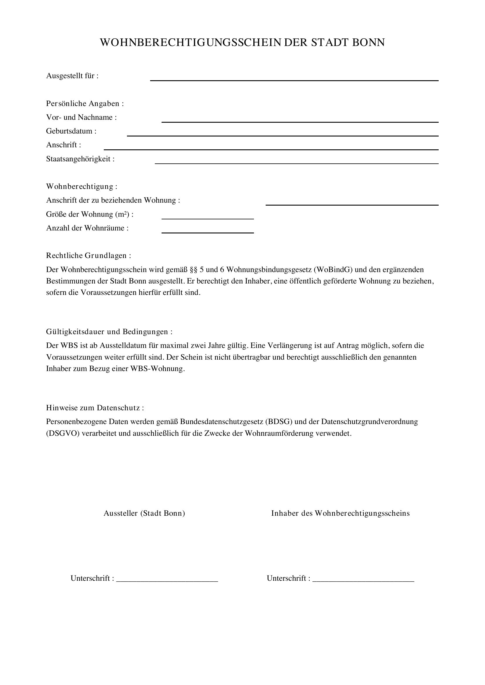 Wohnberechtigungsschein Bonn
